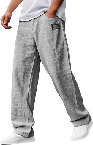 JOFOW Men's Wide Leg Casual Pants Oversized Loose Fit Straight Leg Trousers Golf Running Lounge Pants in Saudi Arabia