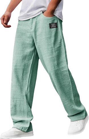 JOFOW Men's Wide Leg Casual Pants Oversized Loose Fit Straight Leg Trousers Golf Running Lounge Pants in Saudi Arabia