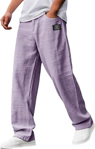 JOFOW Men's Wide Leg Casual Pants Oversized Loose Fit Straight Leg Trousers Golf Running Lounge Pants in Saudi Arabia
