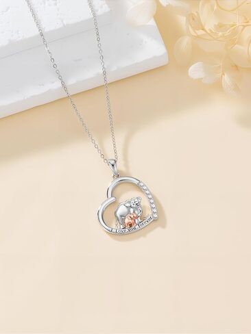 Midari Highland Cow/Fox/Elephants/Dinosaur/Cardinal/Black Cat/Lion Necklace for Women 925 Sterling Silver Animal Heart Jewelry for Women Mom Friends in Saudi Arabia