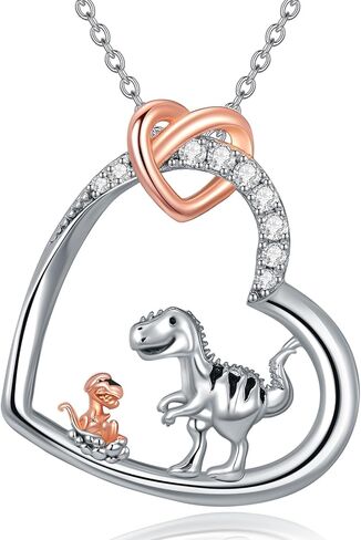 Midari Highland Cow/Fox/Elephants/Dinosaur/Cardinal/Black Cat/Lion Necklace for Women 925 Sterling Silver Animal Heart Jewelry for Women Mom Friends in Saudi Arabia