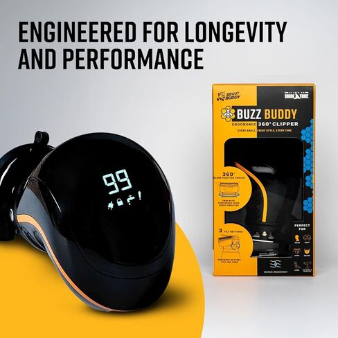 ماكينة قص Buzz Buddy بزاوية 360 درجة، أداة حلاقة برأس دوارة، شفرة سيراميك (0.5-2.0 مم)، محرك هادئ 7000 دورة في الدقيقة، مقاومة للماء IPX7، مجموعة لاسلكية in Kuwait