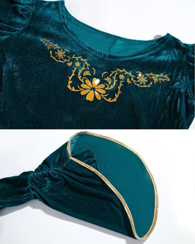 FCCAM Blue Girls Renaissance Dress Costume Flare Sleeve Medieval Princess Costume Kids with Belt in Saudi Arabia