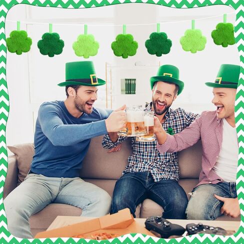 12 Pcs St. Patrick's Day Ornaments for Tree 3.14 Inch Furry Shamrocks Ornaments Plush and 12 Pcs Heart Fuzzy Decorations Luck Irish Hanging Clover Mini Pillow Bowl Filler Party Supply in Saudi Arabia