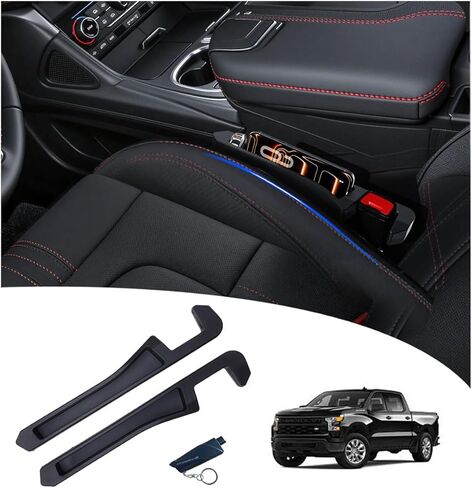 Half-Sized Seat Gap Filler Compatible with 2023-2026 Chevy Silverado 1500 | Zero Interference Side Storage Space | Anti-Drop Organizer | Free Window Breaker | Full Console w/Bucket Seats ONLY in Saudi Arabia
