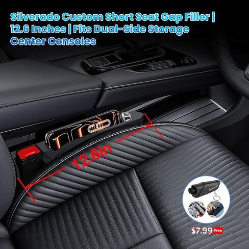 Half-Sized Seat Gap Filler Compatible with 2023-2026 Chevy Silverado 1500 | Zero Interference Side Storage Space | Anti-Drop Organizer | Free Window Breaker | Full Console w/Bucket Seats ONLY in Saudi Arabia