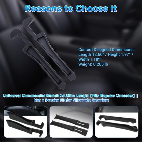 Half-Sized Seat Gap Filler Compatible with 2023-2026 Chevy Silverado 1500 | Zero Interference Side Storage Space | Anti-Drop Organizer | Free Window Breaker | Full Console w/Bucket Seats ONLY in Saudi Arabia