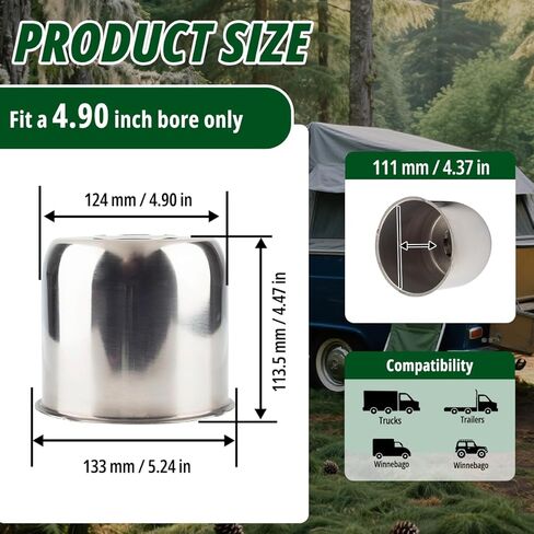 2 Pcs 4.25" Push Through Wheel Center Caps for Truck Trailer RV - Stainless Steel Hub Caps (Fits 4.25" Bore, 4.29" Tall, Matte Black) in Saudi Arabia
