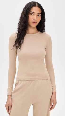 Enza Costa Women's Supima Cotton New Classic Long Sleeve Tee in Saudi Arabia