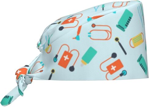 قبعة عمل مضحكة مع عصابة رأس مريحة وقابلة للتنفس وقابلة للتعديل للجنسين، قبعات جراحية للأطباء والممرضات in Kuwait