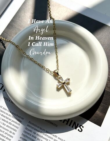 ZomefinKiu Grandpa Memorial Gifts, Keep Making Him Proud Sympathy Keepsake Box Ceramic with Cross Necklace, In Loving Memory of Grandpa, Condolence Remembrance Grieving Grandfather Passed Away Gifts in Kuwait