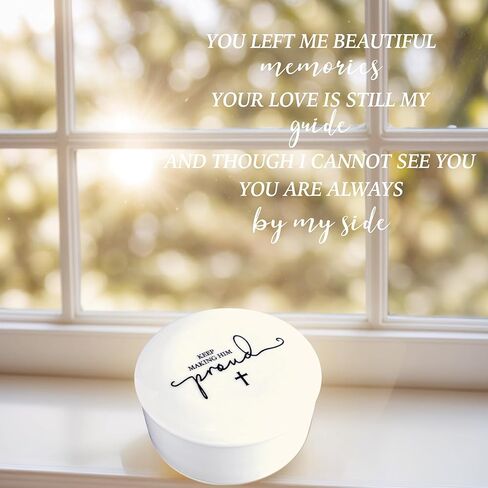 ZomefinKiu Grandpa Memorial Gifts, Keep Making Him Proud Sympathy Keepsake Box Ceramic with Cross Necklace, In Loving Memory of Grandpa, Condolence Remembrance Grieving Grandfather Passed Away Gifts in Kuwait