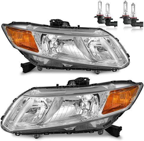 Headlights W/Bulbs for 2012-2015 Honda Civic 4Dr Sedan, for 2012 2013 Honda Civic 2Dr Coupe Headlamp Replacement Driver & Passenger Side in Saudi Arabia