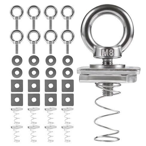مجموعة صواميل ومسامير ذات قناة تبختر - مسامير ذات عين من الفولاذ المقاوم للصدأ شديدة التحمل M8، M10 | صواميل زنبركية مطلية بالزنك، زنبرك طويل) من أجل Unistrut، M8، عبوة من 8 قطع in Kuwait