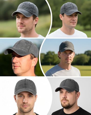 قبعة بيسبول للرؤوس الكبيرة - قبعة كبيرة جدًا للرجال والنساء، قبعة أبي كلاسيكية من القطن المغسول مع حزام قابل للتعديل in Kuwait