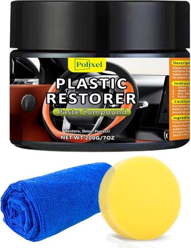 Plastic Restorer for Cars - Renews Faded Bumpers, Trim, and Interior Dash Long Lasting Dressing Coating Instant Restore Faded Plastic, Vinyl & Rubber Trim Back to Black Shine - 7oz/200g in Kuwait