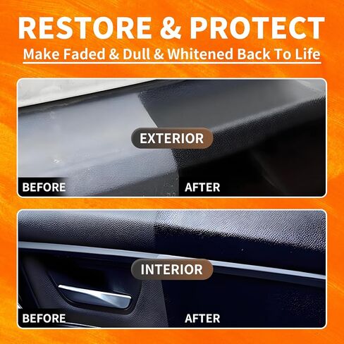 Plastic Restorer for Cars - Renews Faded Bumpers, Trim, and Interior Dash Long Lasting Dressing Coating Instant Restore Faded Plastic, Vinyl & Rubber Trim Back to Black Shine - 7oz/200g in Kuwait