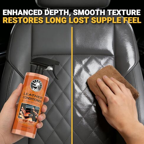 مجموعة منظف وبلسم الجلود، مجموعة العناية بالجلد مع فرشاة تنظيف شعر الحصان - آمنة للديكور الداخلي للسيارة والأثاث والأحذية والأحذية والحقائب والملابس - تنظيف عميق، مرمم غير دهني in Kuwait