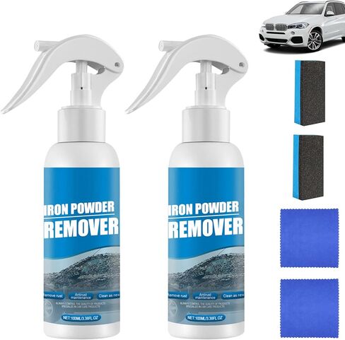 قطعتان من بخاخ إزالة الصدأ للسيارة، مزيل مسحوق الحديد، بخاخ مزيل الصدأ الفوري، منظف طلاء متعدد الوظائف لصيانة السيارة، مسحوق رش مزيل الصدأ، تنظيف الحديد، مزيل مسحوق الحديد للسيارة (100 مل) in Kuwait