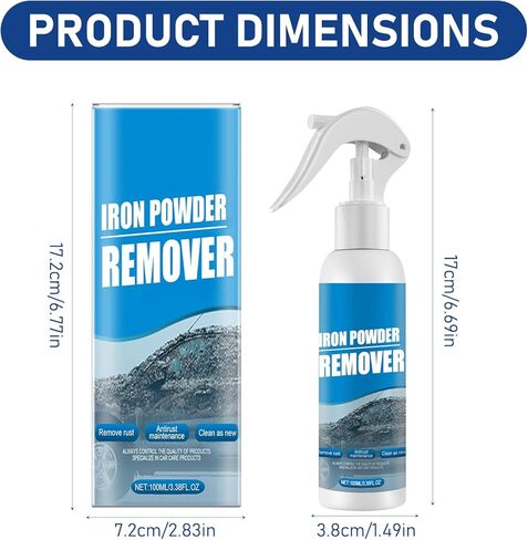 قطعتان من بخاخ إزالة الصدأ للسيارة، مزيل مسحوق الحديد، بخاخ مزيل الصدأ الفوري، منظف طلاء متعدد الوظائف لصيانة السيارة، مسحوق رش مزيل الصدأ، تنظيف الحديد، مزيل مسحوق الحديد للسيارة (100 مل) in Kuwait