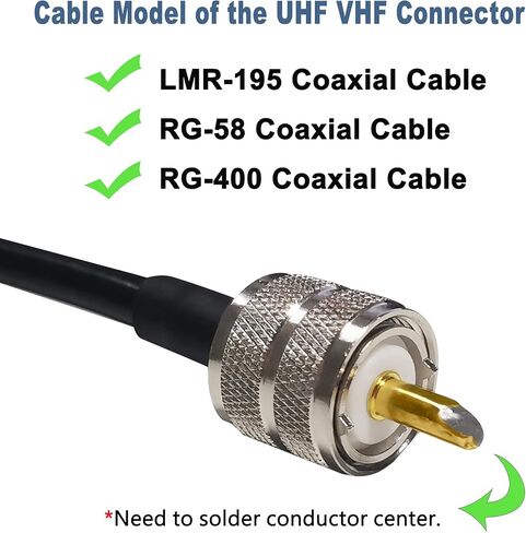 PL259 Male Coax Connector,UHF Male Crimp Connector for RG58 LMR195 3D-FB Coaxial Cable(10pcs in Kuwait