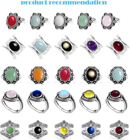 Natural Stone Ring,Yellow Gold Plated Oval Genuine Crystal Quartz Gemstone Multi Lines Full Finger Wide Band Statement Chunky Band Ring for Women in Saudi Arabia