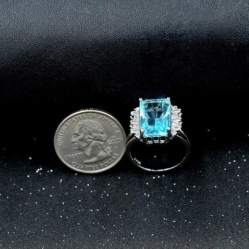 Uloveido البلاتين مطلي الزمرد قطع مستطيلة تشيكوسلوفاكيا مقلد الزبرجد خاتم الزفاف جوهرة خواتم للنساء Y926 in Saudi Arabia