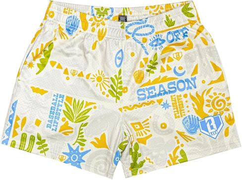 Baseball Lifestyle 101 Men's Cactus Curve Mesh Shorts with Side Pockets and Elastic Waist, 5 in Inseam S-2XL Sizes in Kuwait
