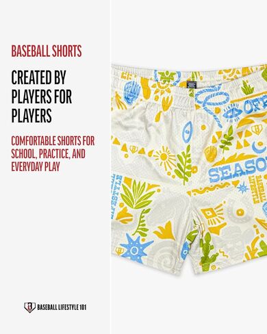 Baseball Lifestyle 101 Men's Cactus Curve Mesh Shorts with Side Pockets and Elastic Waist, 5 in Inseam S-2XL Sizes in Kuwait