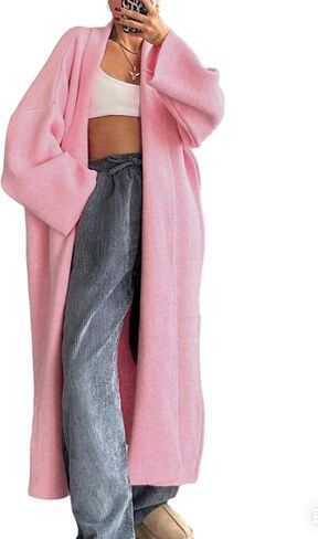 utcoco Women's Oversized Long Open Front Cardigan Solid Color Maxi Knit Sweater Coat Fall Winter in Saudi Arabia