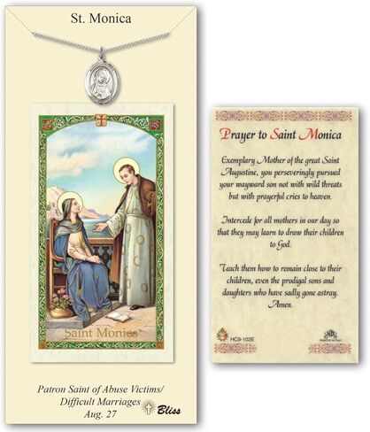 Pewter Saint Monica Medal with Laminated Holy Prayer Card in Saudi Arabia