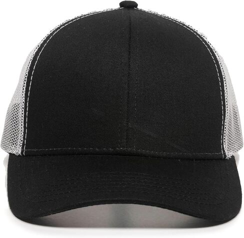 Outdoor Cap Blank Trucker Hat – Low Profile Structured Cotton Baseball Cap with Mesh Back, Adjustable Snapback, One Size, Black/White in Saudi Arabia