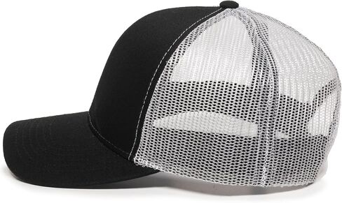 Outdoor Cap Blank Trucker Hat – Low Profile Structured Cotton Baseball Cap with Mesh Back, Adjustable Snapback, One Size, Black/White in Saudi Arabia