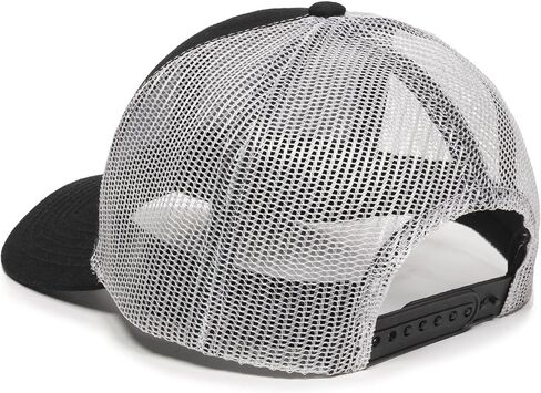 Outdoor Cap Blank Trucker Hat – Low Profile Structured Cotton Baseball Cap with Mesh Back, Adjustable Snapback, One Size, Black/White in Saudi Arabia