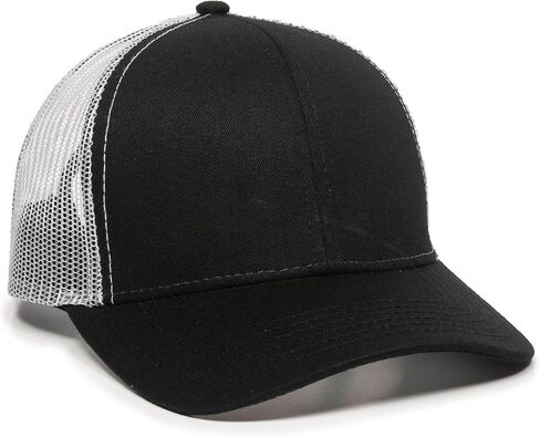 Outdoor Cap Blank Trucker Hat – Low Profile Structured Cotton Baseball Cap with Mesh Back, Adjustable Snapback, One Size, Black/White in Saudi Arabia