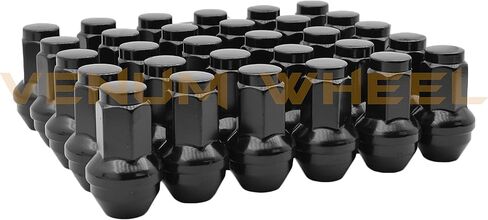 ملحقات عجلة Venum 24 قطعة M14x2.0 خيط أسود طراز مصنع OEM استبدال صواميل العروة تعمل مع Ford 2004 2005 2006 2007 2008 2009 2010 2011 2012 2013 2014 Expedition F-150 Raptor in Saudi Arabia