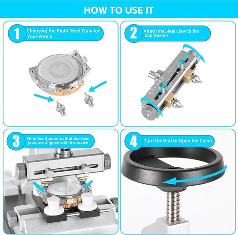 فتاحة ساعة منضدية 5700، مع 6 أنواع من الأسنان الفولاذية، 6 مجموعات من القوالب الثابتة للساعة فتاحة خلفية لعلبة ساعة المحار المشدودة in Kuwait