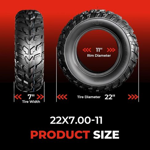 مجموعة من 4 إطارات ATV/UTV 22x7-11 أمامية و22x10-9 خلفية، إطارات طينية لجميع التضاريس 22x7x11 و22x10x9,4 طبقات، مداس اتجاهي، بدون أنبوب in Kuwait