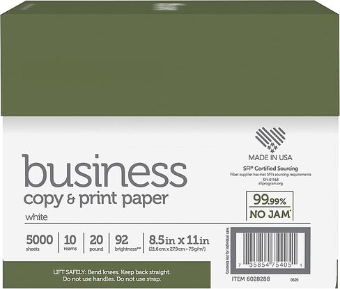 (8.5" x 11" Letter) - Business Multi-Use Print & Copy Paper Brightness 92, Case of 10 Reams - 5,000 Pages Total (ODBCP92) in Saudi Arabia