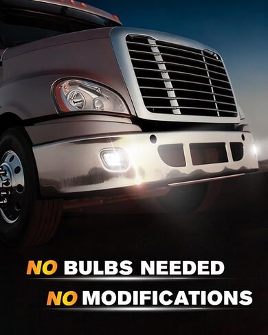 إصدار جديد من مجموعة مصابيح الضباب LED متوافقة مع 2008-2017 Freightliner Cascadia Truck OEM استبدال مباشر طقم مصابيح الضباب DRL مع ضوء موضعي، مقاوم للماء، سهل التركيب، أسود - زوج واحد in Kuwait