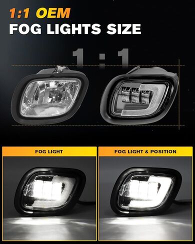 إصدار جديد من مجموعة مصابيح الضباب LED متوافقة مع 2008-2017 Freightliner Cascadia Truck OEM استبدال مباشر طقم مصابيح الضباب DRL مع ضوء موضعي، مقاوم للماء، سهل التركيب، أسود - زوج واحد in Kuwait