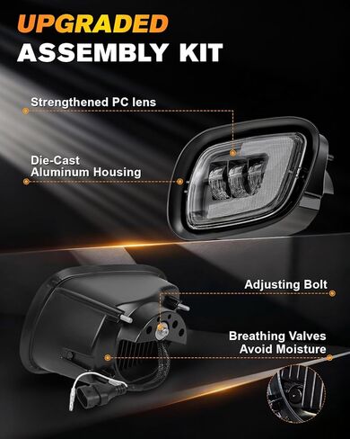 إصدار جديد من مجموعة مصابيح الضباب LED متوافقة مع 2008-2017 Freightliner Cascadia Truck OEM استبدال مباشر طقم مصابيح الضباب DRL مع ضوء موضعي، مقاوم للماء، سهل التركيب، أسود - زوج واحد in Kuwait