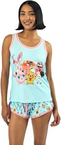 Bioworld Pokémon Pikachu & Jigglypuff Group Shot Women's Racer Tank & Dolphin Shorts Sleep Set in Saudi Arabia