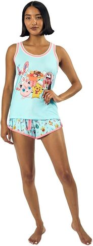 Bioworld Pokémon Pikachu & Jigglypuff Group Shot Women's Racer Tank & Dolphin Shorts Sleep Set in Saudi Arabia