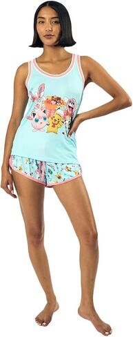 Bioworld Pokémon Pikachu & Jigglypuff Group Shot Women's Racer Tank & Dolphin Shorts Sleep Set in Saudi Arabia