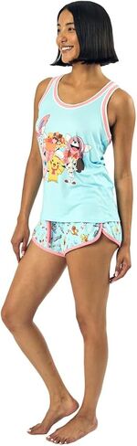 Bioworld Pokémon Pikachu & Jigglypuff Group Shot Women's Racer Tank & Dolphin Shorts Sleep Set in Saudi Arabia