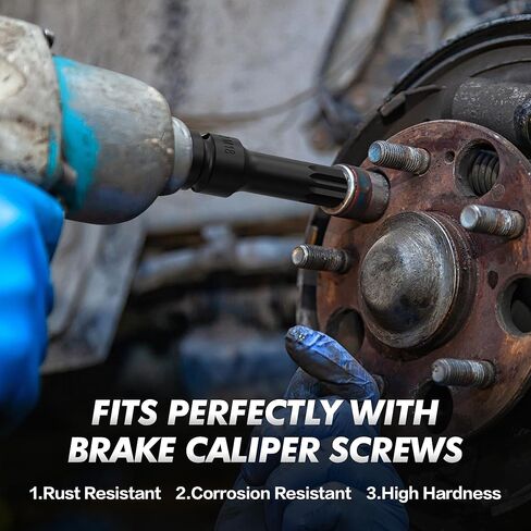 مجموعة لقم ومقبس فرجار فرامل محرك 16 قطعة مقاس 1/2 بوصة، فولاذ CR-MO بدرجة احترافية، تتضمن 5PT 7PT 10PT Spline، M14 M18 ومآخذ سداسية in Kuwait