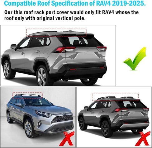 TTCR-II Compatible with 2019-2025 Toyota RAV4 Roof Rack Port Cover (Piano Black, Painted), 4 Packs Roof Rack Molding Port Cover Trim for 2019-2025 RAV4 in Saudi Arabia