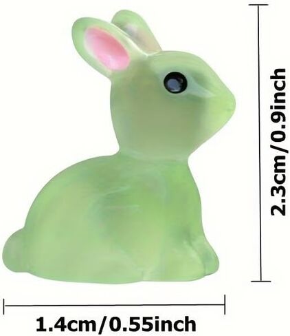6 Easter Luminous Mini Rabbit Ornaments, Glowing Resin Rabbit Statues, Suitable for Easter Decoration, Fairy Garden, Desktop Ornaments and Party Gifts in Saudi Arabia
