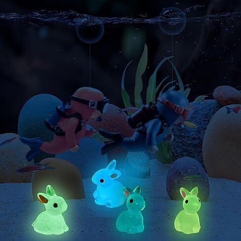 6 Easter Luminous Mini Rabbit Ornaments, Glowing Resin Rabbit Statues, Suitable for Easter Decoration, Fairy Garden, Desktop Ornaments and Party Gifts in Saudi Arabia
